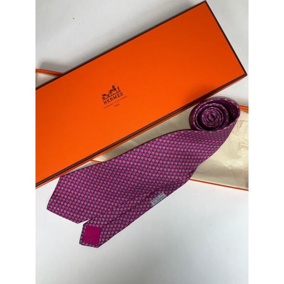 Men’s Hermes Snail 100% Silk Neck Tie REF: 605823 IA | No Box - Picture 1 of 3